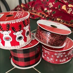 Festive Holiday Ribbon Set - Red and White